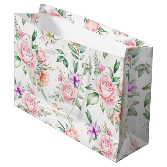 Grande Bolsa de regalo de impresión floral para bodas (Angulo Anverso)