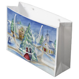 Grande Bolsa de regalo de la aldea de los Navidades de mo