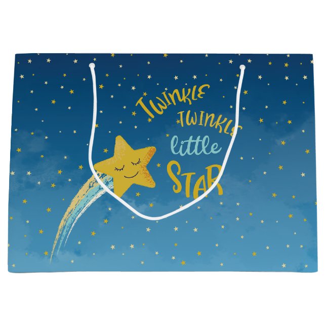 Grande Bolsa de regalo de la estrella pequeña de oro azul (Anverso)