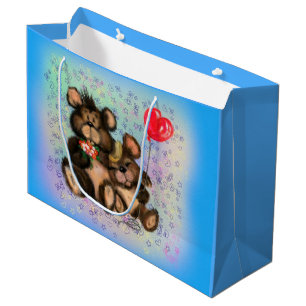 Grande Bolsa de regalo de la pareja de oso con globo de c