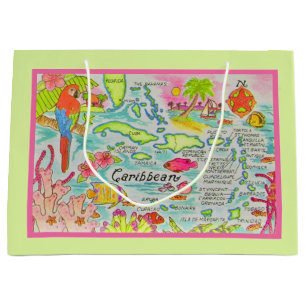 Grande Bolsa de regalo de las Islas del Caribe Coloridas