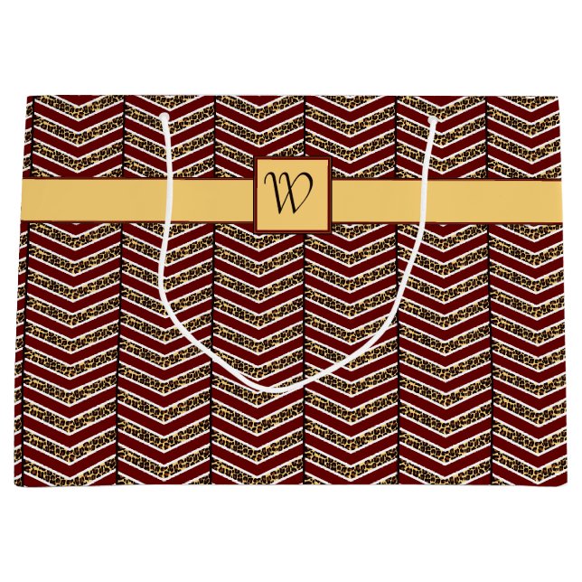 Grande Bolsa de regalo de leopardo Print Chevron (Anverso)