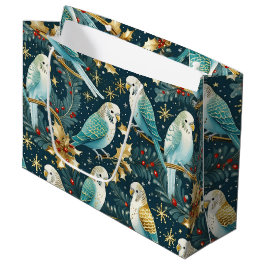Grande Bolsa de regalo de los Navidades de Parakeet Budgi