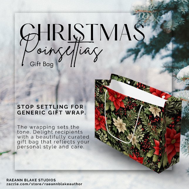 Grande Bolsa de regalo de los navidades Poinsettias (Subido por el creador)