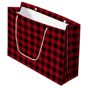 Grande Bolsa de regalo de lumberjack, rojizo y negro