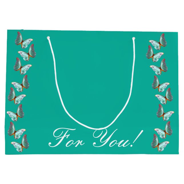 Grande Bolsa de regalo de mariposa Morpho Teal (Reverso)