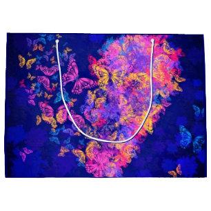 Grande Bolsa de regalo de mariposas del corazón