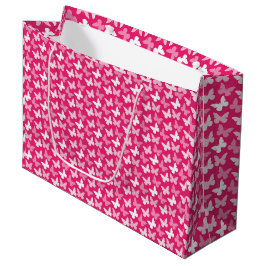 Grande Bolsa de regalo de mariposas rosa intenso, maripos