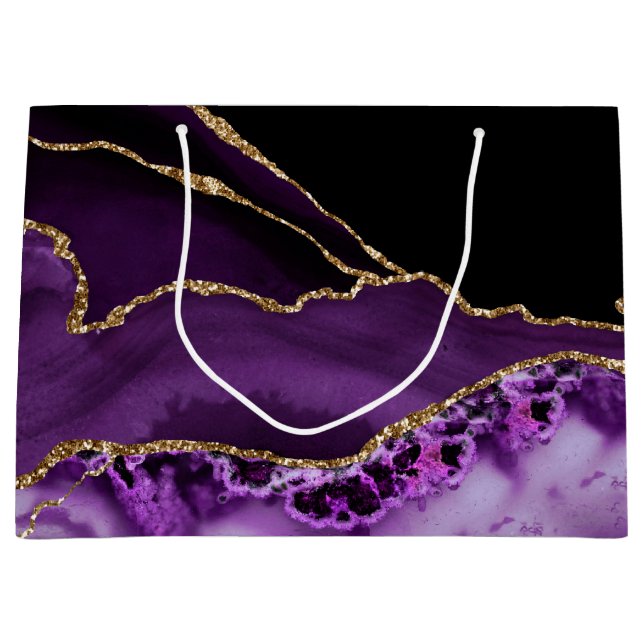 Grande Bolsa de Regalo de Mármol de la Agata de Oro púrpu (Anverso)