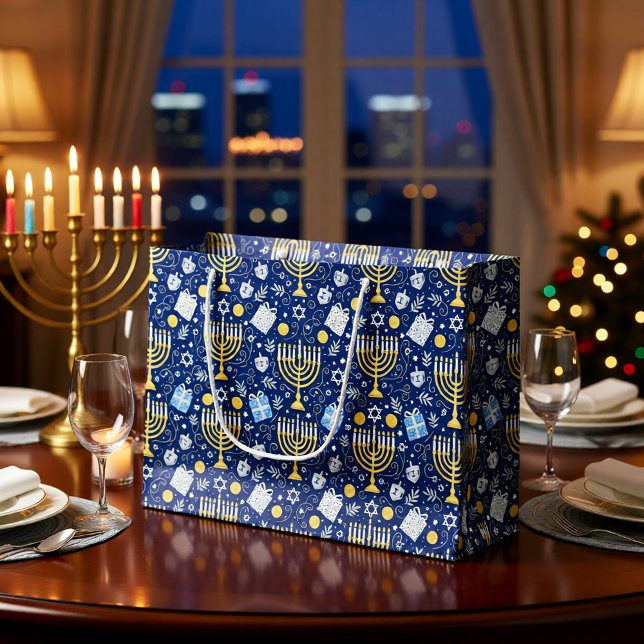 Grande Bolsa de regalo de Menorá de Hanukkah (Subido por el creador)
