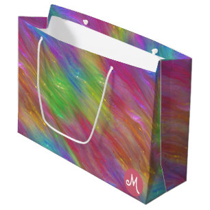 Grande Bolsa de regalo de monograma de vidrio arcoiris fu