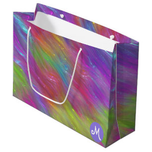 Grande Bolsa de regalo de monograma de vidrio arcoiris fu