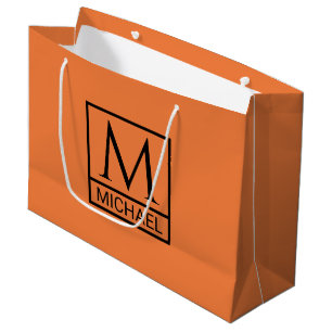 Grande Bolsa de regalo de Naranja mandarín con nombre y i