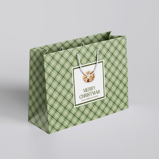 Grande Bolsa de regalo de Navidad con letra script en pas (Classic Soft Pastel Christmas Script Gift Bag )
