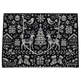 GRANDE BOLSA DE REGALO DE NAVIDAD CON PATRON ESCANDINAVO