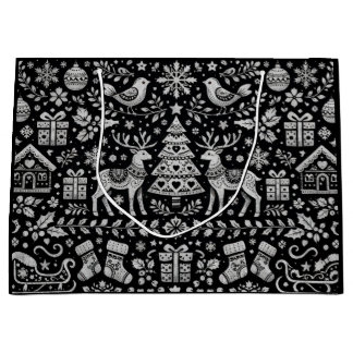 GRANDE BOLSA DE REGALO DE NAVIDAD CON PATRON ESCANDINAVO