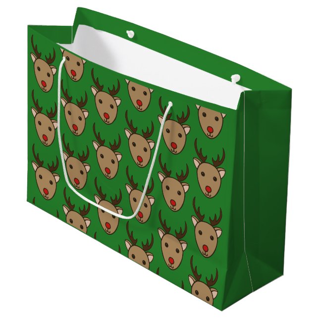 Grande Bolsa de regalo de Navidad de reno (Angulo Anverso)