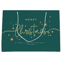 Grande Bolsa de regalo de Navidad elegante en azul teal p