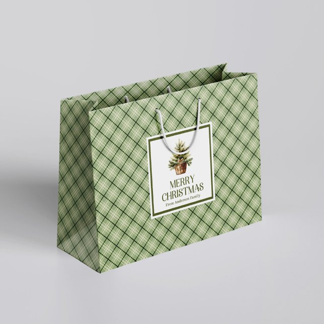 Grande Bolsa de regalo de Navidad elegante rústica tonos  (Rustic Elegant Christmas Gift Bag Earthy Neutrals)
