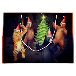 GRANDE BOLSA DE REGALO DE NAVIDAD OSOS BAILANDO EN EL BOS