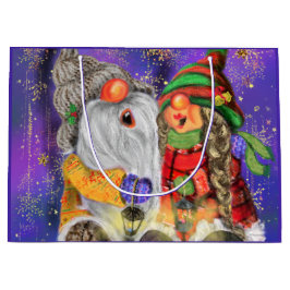 Grande Bolsa de regalo de Navidad para gnomo de pareja fe