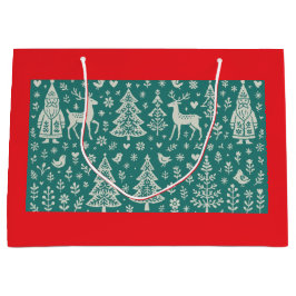 GRANDE BOLSA DE REGALO DE NAVIDAD PATRÓN ESCANDINAVO