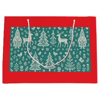 GRANDE BOLSA DE REGALO DE NAVIDAD PATRÓN ESCANDINAVO