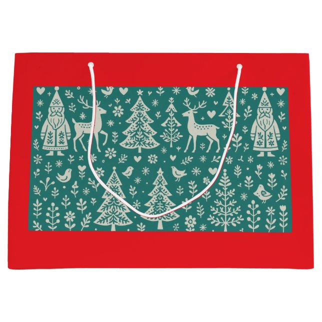 GRANDE BOLSA DE REGALO DE NAVIDAD PATRÓN ESCANDINAVO (Anverso)