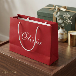 Grande Bolsa de regalo de Navidad roja personalizable con
