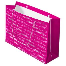 Grande Bolsa de regalo de Navidad rosa caliente | Reno de
