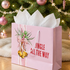 Grande Bolsa de regalo de Navidad rosa Jingle All the Way