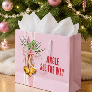 Grande Bolsa de regalo de Navidad rosa Jingle All the Way