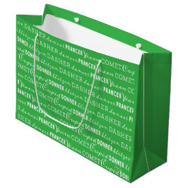Grande Bolsa de regalo de Navidad verde brillante | Reno 