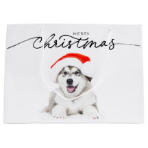 BOLSA DE REGALO DE navidades CON CACHILLO HUSKY EN