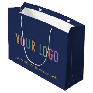 Grande Bolsa de regalo de negocios azul marino con logoti