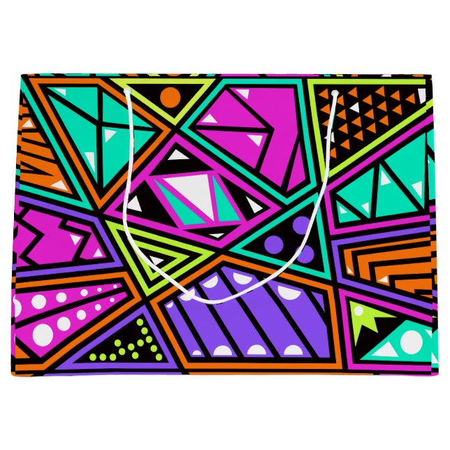 Grande bolsa de regalo de neón abstracto (Anverso)