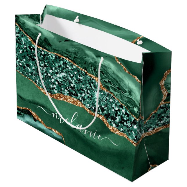 Grande Bolsa de regalo de nombre personalizado de mármol  (Angulo reverso)