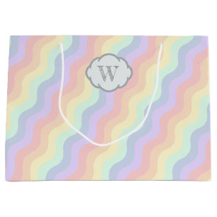 Grande Bolsa de regalo de olas de arcoíris pastel
