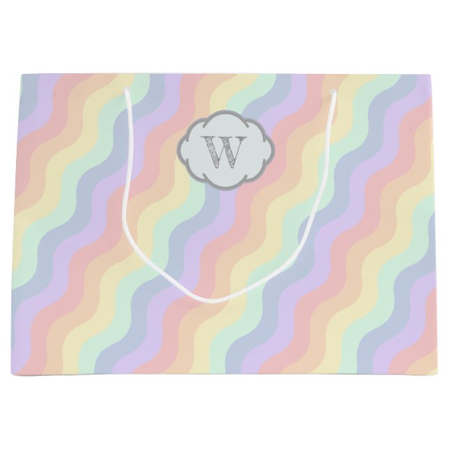 Grande Bolsa de regalo de olas de arcoíris pastel (Anverso)