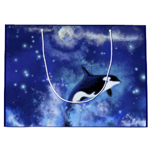 Grande Bolsa de regalo de orca azul luna llena