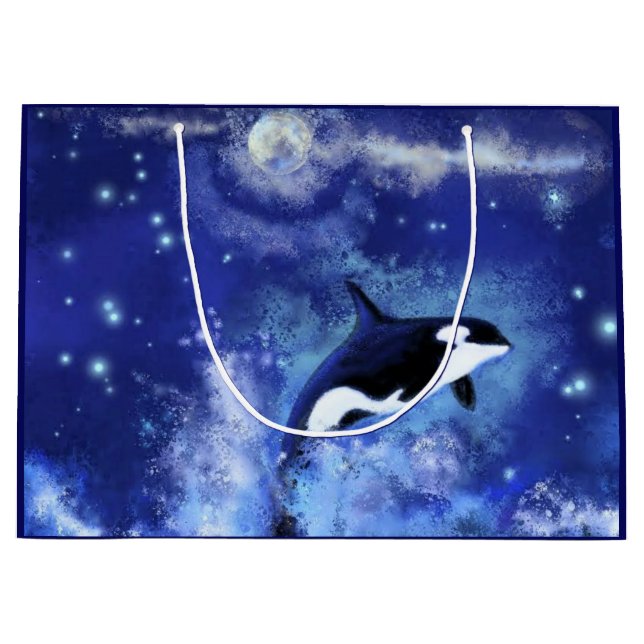 Grande Bolsa de regalo de orca azul luna llena (Anverso)
