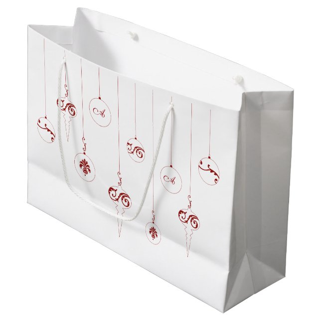 Grande Bolsa de regalo de ornamentos navideños de monogra (Angulo Anverso)