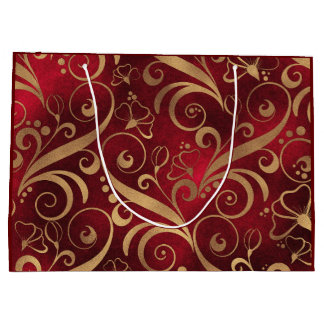 Grande Bolsa de regalo de oro y rojo