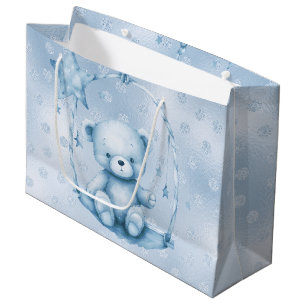 Grande Bolsa de regalo de oso de peluche azul