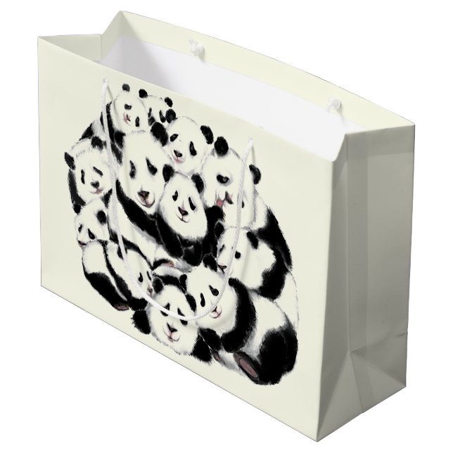 Grande Bolsa de regalo de panda divertido (Angulo reverso)