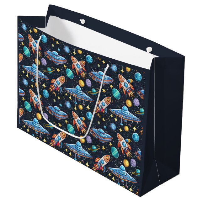 Grande Bolsa de regalo de patrón de espacio (Angulo Anverso)