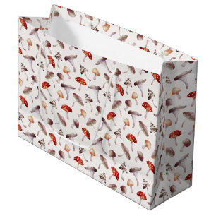 Grande Bolsa de regalo de patrón de hongo acuarela