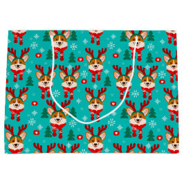 Grande Bolsa de regalo de perro Corgi Navidad alegre