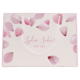 Grande Bolsa de regalo de pétalo rosa personalizable eleg