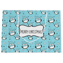 Bolsa de regalo de pingüino de invierno (grande)